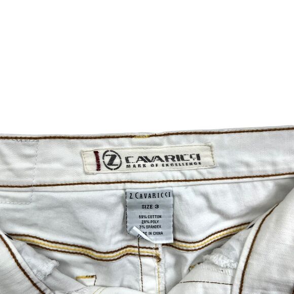 Z Cavaricci Womens Jeans Straight Stretch‎ Topstitch 5 Pocket Zip Off White Sz 3 - Picture 4 of 7